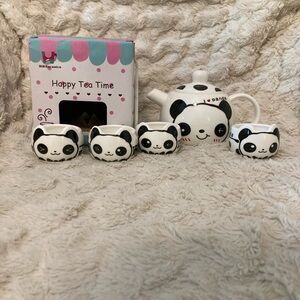 NWOT Happy Tea Time Panda Set
